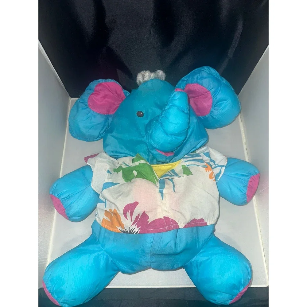 Vintage Fisher‎ Price Puffalump Blue Elephant Hawaiian Shirt Plush 1980s Toy